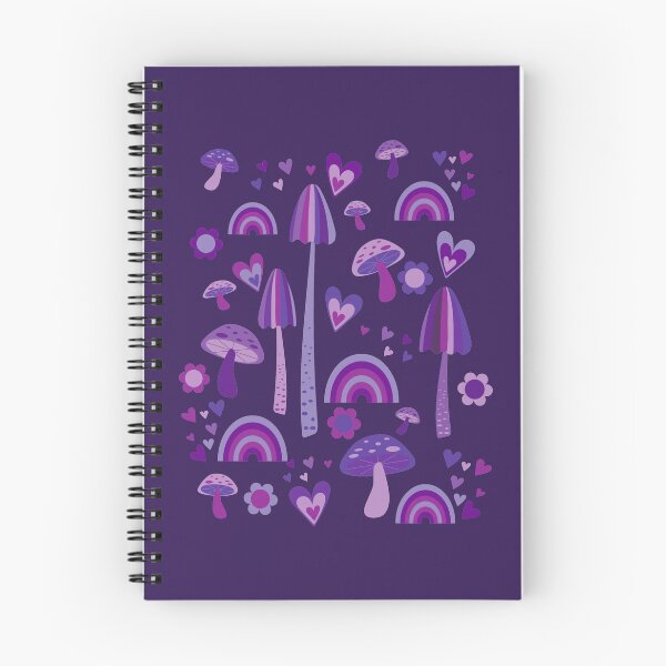 Item preview, Mushroom Hearts Rainbows Flowers in Purple designed and sold by Jenna McCarter Patchett.