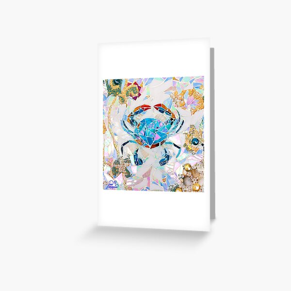 Blue Crab Mosaic Greeting Card