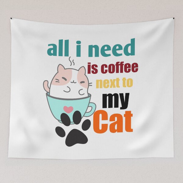 Aperçu de l'œuvre all i need is coffee next to my cat créée et vendue par seritik.
