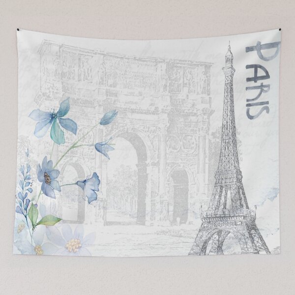 Item preview, Parisian Scene of the Eiffel Tower and the Arc de Triomphe designed and sold by Arbrew.