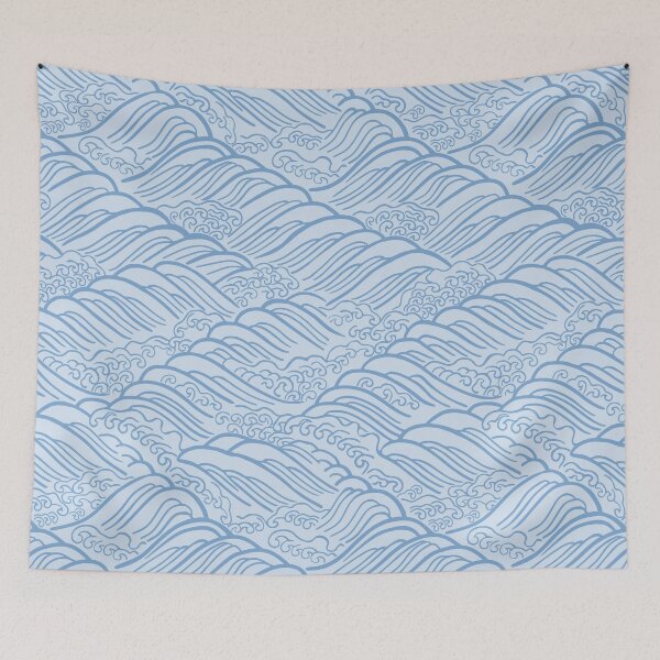 Item preview, Japanese Waves Blue designed and sold by karwilberevivalcollection.