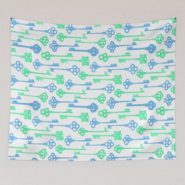 Item preview, Colored Key Silhouettes - Seagreen and Blue on White designed and sold by PaintInTheNight.