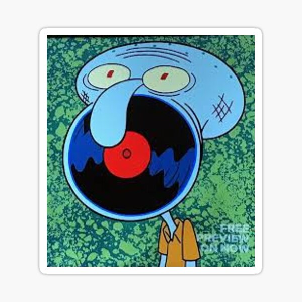 "squidward has record mouth" Sticker for Sale by littlblue Redbubble
