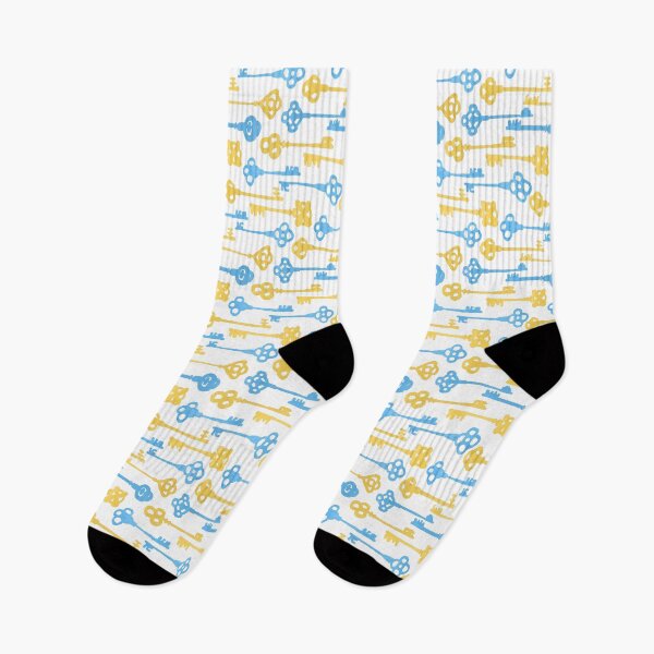 Item preview, Colored Key Silhouettes - Yellow and Blue on White designed and sold by PaintInTheNight.