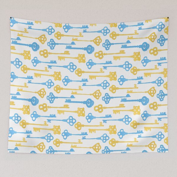 Item preview, Colored Key Silhouettes - Yellow and Blue on White designed and sold by PaintInTheNight.
