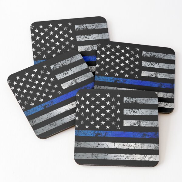 Item preview, Thin Blue Line Grunge Flag designed and sold by StickerSector.