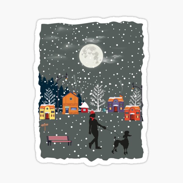 Dog Walk In The Snow For dogs lovers Sticker