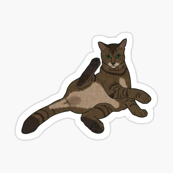 Pin-Up Cat - Brown Tabby Cat Yoga Sticker