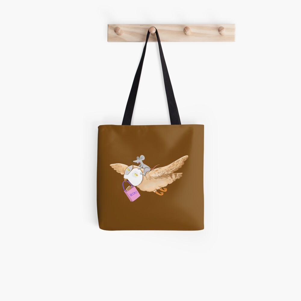 Owl and mouse in search of books Tote Bag