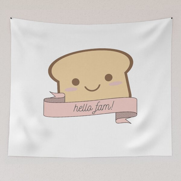 Item preview, cute bread "hello fam!" designed and sold by printnovali.