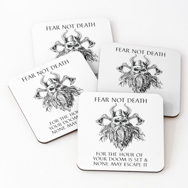 Item preview, Fear not death, for the hour of your doom is set & none may escape it, Viking warrior skull design designed and sold by Auntieck.