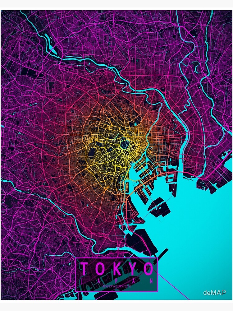 Tokyo City Map of Japan - Neon