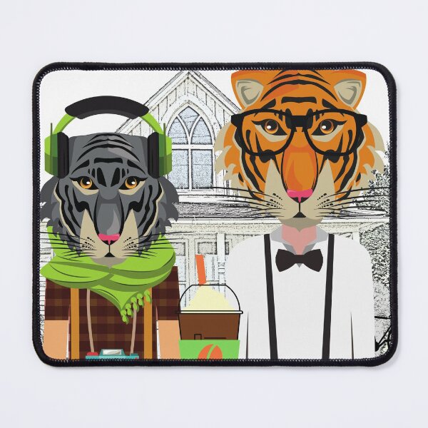 Item preview, Hipster Tiger American Gothic designed and sold by Container of Dreams.