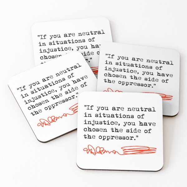 Item preview, Desmond Tutu - If You Are Neutral in Situations of Injustice (black red) designed and sold by Thelittlelord.