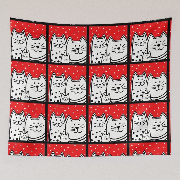 Item preview, Kitty Family in Red designed and sold by QuirkyCreations.
