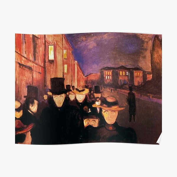 Edvard Munch Evening On Karl Johan Street Poster By Lolc Redbubble 