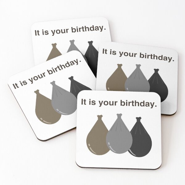 Item preview, It is your birthday with black grey and brown deflating balloons. designed and sold by LawsonFabrics.