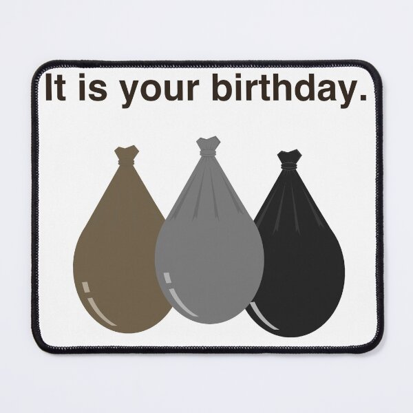 Item preview, It is your birthday with black grey and brown deflating balloons. designed and sold by LawsonFabrics.