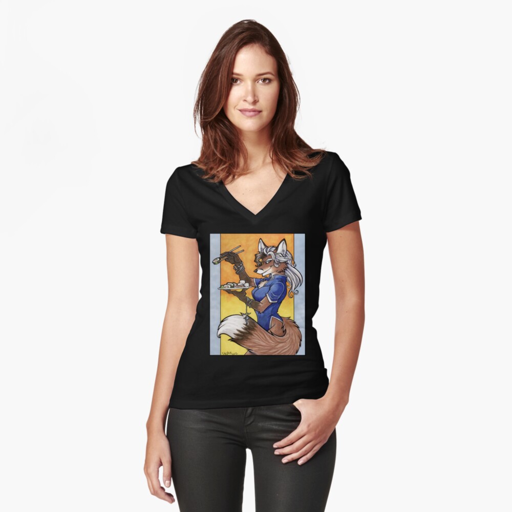 Item preview, Fitted V-Neck T-Shirt designed and sold by cybercat.