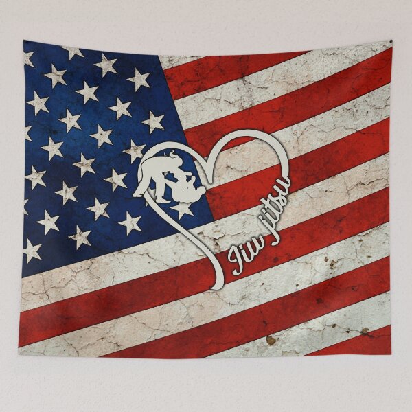 Item preview, Full American Flag Heart Jiu Jitsu designed and sold by SweetTea4U.
