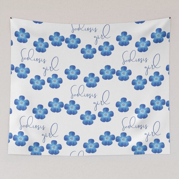 Aperçu de l'œuvre Scoliose Fille Motif Fleur Bleue créée et vendue par hopescoliosis.
