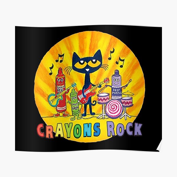 "Pete The Cat Crayons Rock Music Guitar Cute Cat Kitten Kids Children