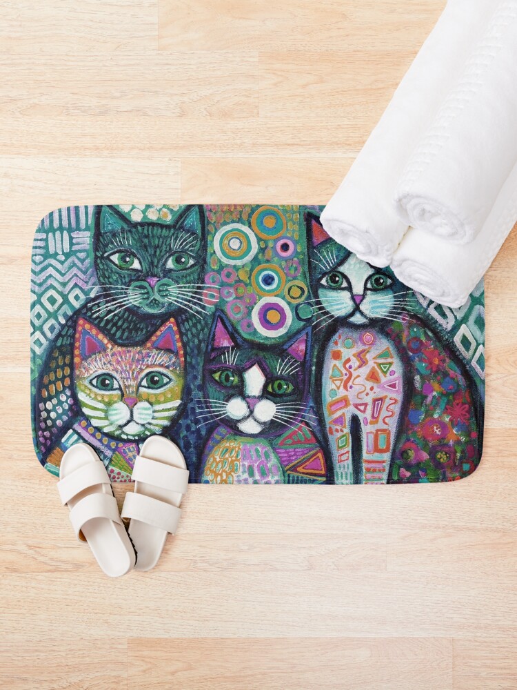 Thumbnail 2 of 6, Bath Mat, Quirky Cats designed and sold by Karin Zeller.