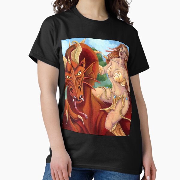 Red Dragon and Elf Warrior Classic T-Shirt