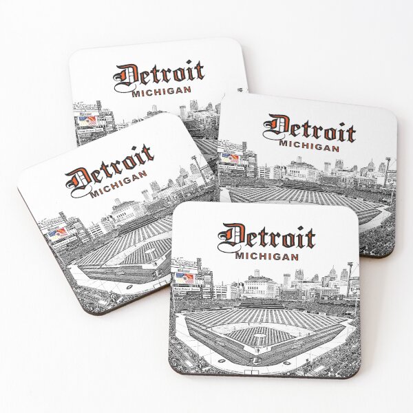 Artikelvorschau, Detroit, Michigan - Detroit-Flagge - Detroit Skyline vom Ballpark (B) entworfen und verkauft von leemcnut.