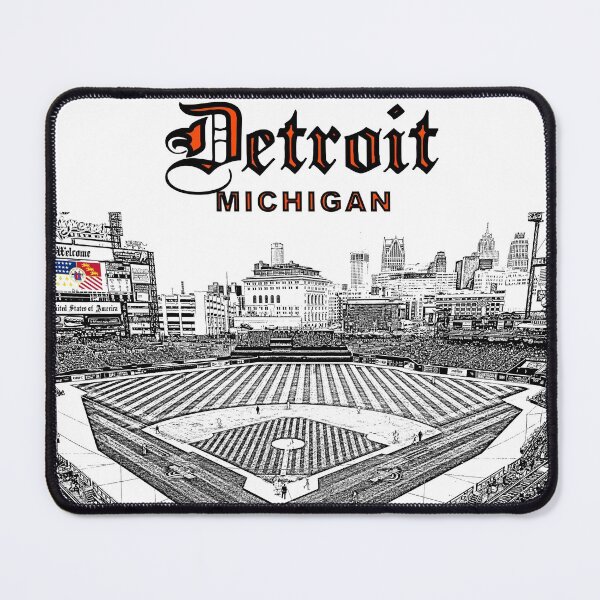 Artikelvorschau, Detroit, Michigan - Detroit-Flagge - Detroit Skyline vom Ballpark (B) entworfen und verkauft von leemcnut.