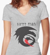 Strike Class Dragon Symbol How to Train Your Dragon HTTYD Women's Fitted V-Neck T-Shirt