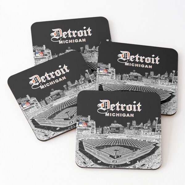 Artikelvorschau, Detroit, Michigan - Detroit-Flagge - Detroit Skyline vom Ballpark (W) entworfen und verkauft von leemcnut.