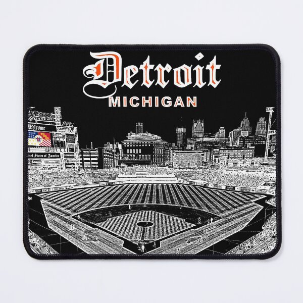Artikelvorschau, Detroit, Michigan - Detroit-Flagge - Detroit Skyline vom Ballpark (W) entworfen und verkauft von leemcnut.
