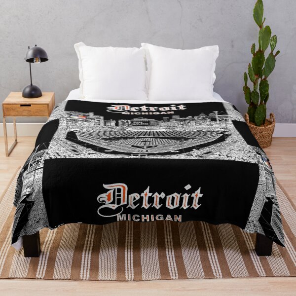 Item preview, Detroit, Michigan - Detroit Flag - Detroit Skyline from Ballpark (W) designed and sold by leemcnut.