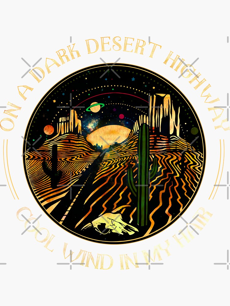 "On A Dark Desert Highway Desert Vintage Style Eagles" Sticker for Sale