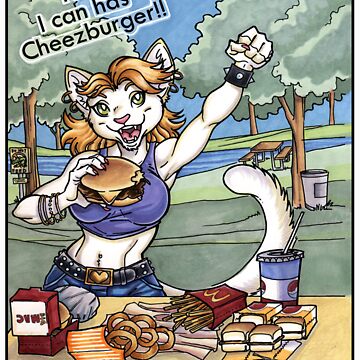 Artwork thumbnail, Yes I can has Cheeseburger Cat Girl Shirt by cybercat