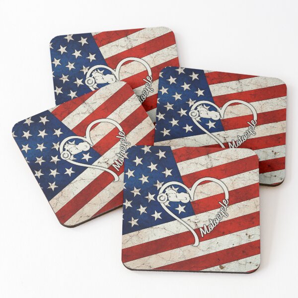 Item preview, Full American Flag Heart Motorcycle designed and sold by SweetTea4U.