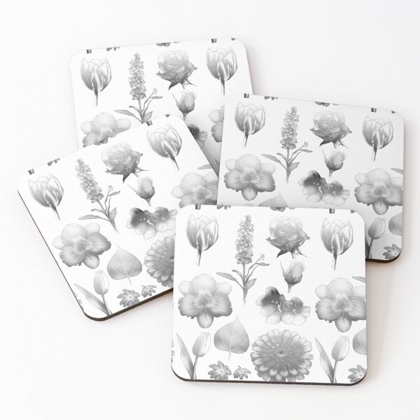 Item preview, Black and White Floral Collection designed and sold by Junjoukun.