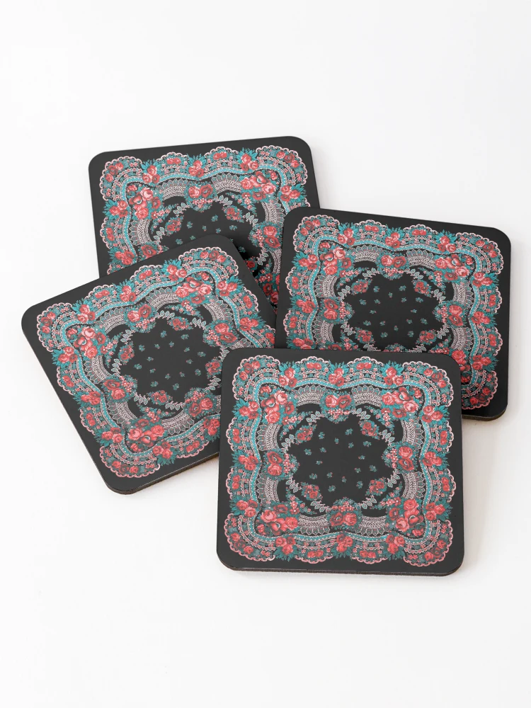 Thumbnail 1 of 5, Coasters (Set of 4), Ukrainian Roses pattern designed and sold by patternme.