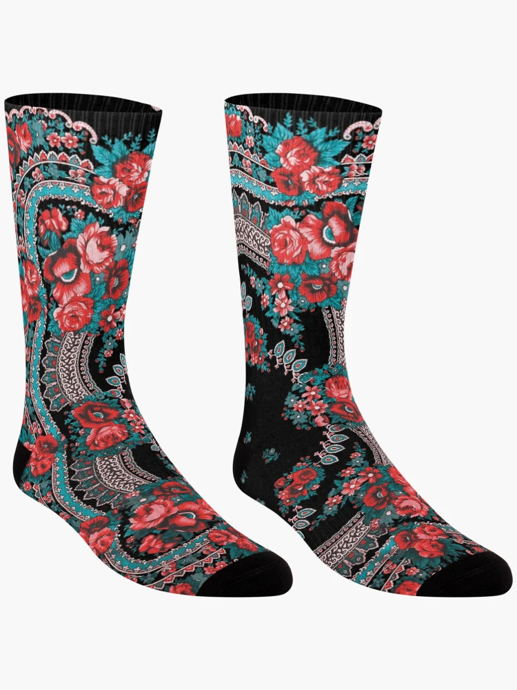 Thumbnail 3 of 5, Socks, Ukrainian Roses pattern designed and sold by patternme.