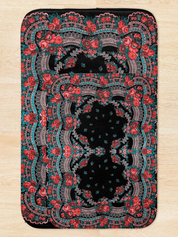 Thumbnail 5 of 6, Bath Mat, Ukrainian Roses pattern designed and sold by patternme.
