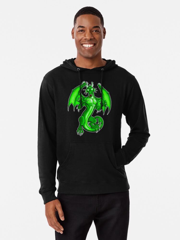 Thumbnail 1 of 5, Lightweight Hoodie, Green Dragon designed and sold by cybercat.