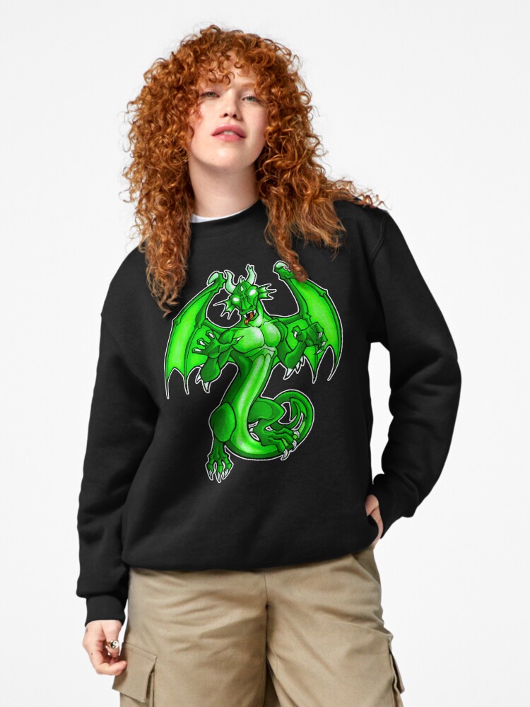 Pullover Sweatshirt, Green Dragon designed and sold by cybercat