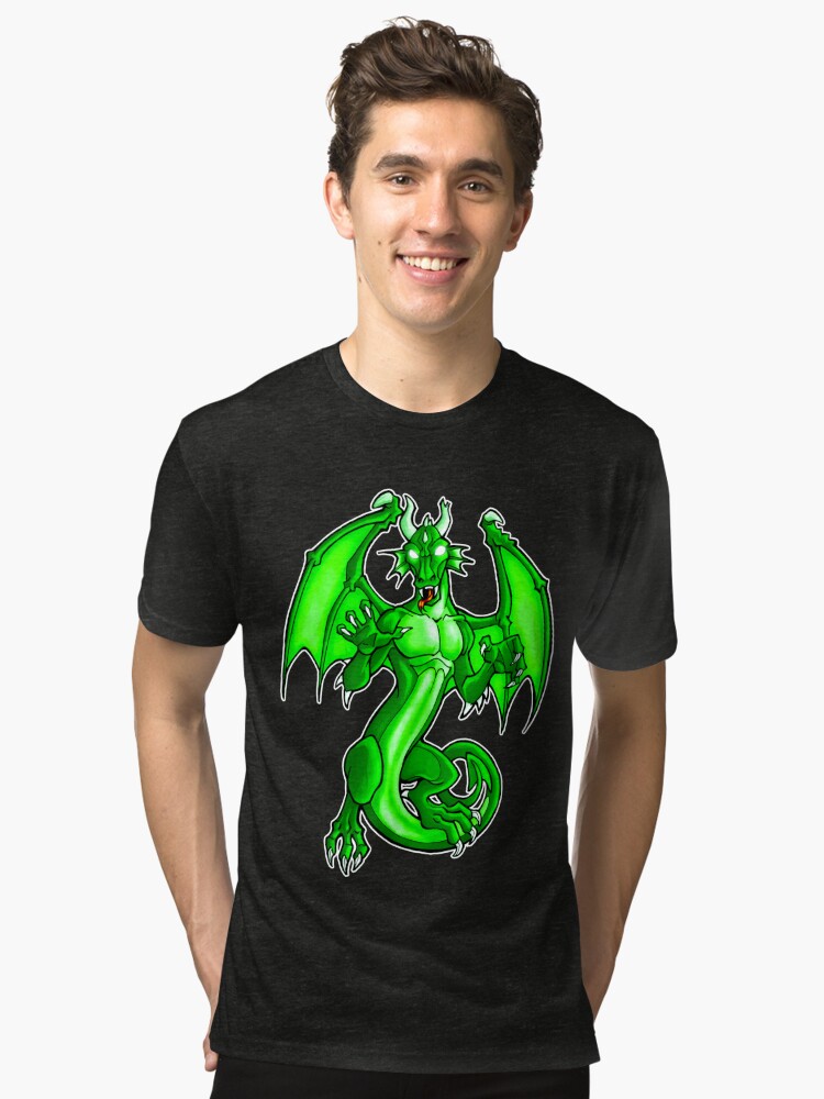 Tri-blend T-Shirt, Green Dragon designed and sold by cybercat