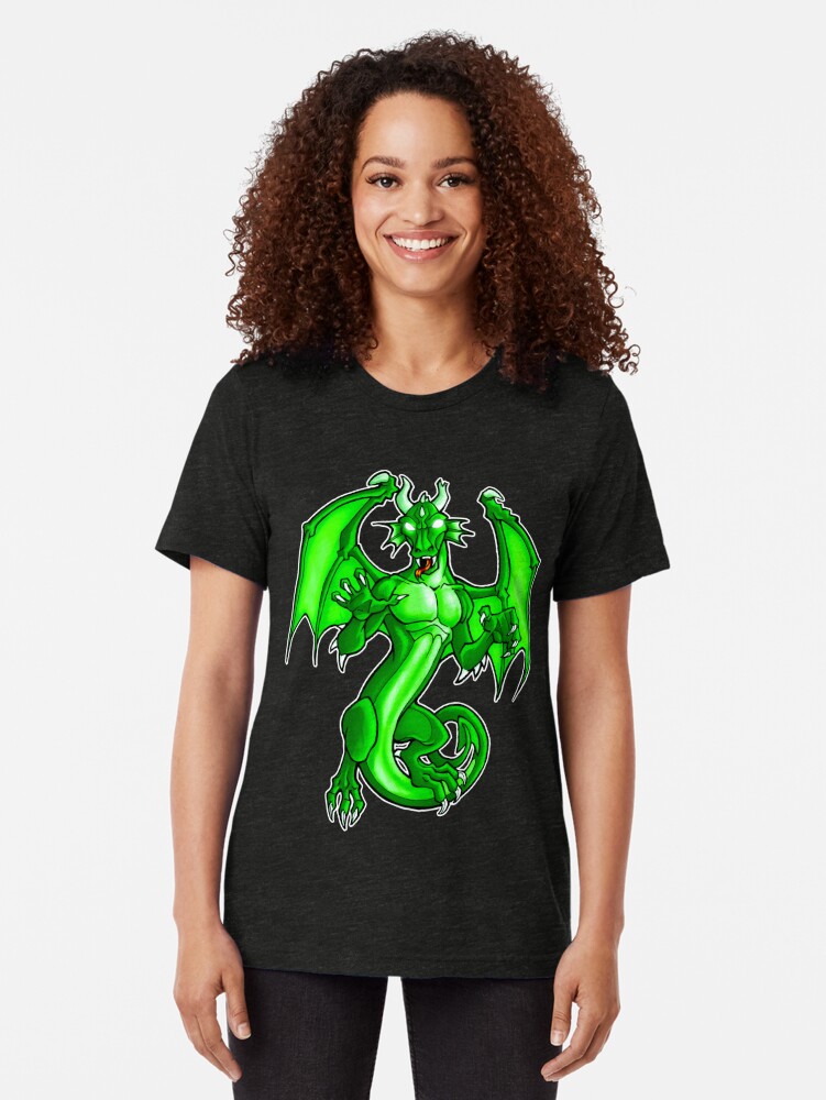 Thumbnail 2 of 6, Tri-blend T-Shirt, Green Dragon designed and sold by cybercat.