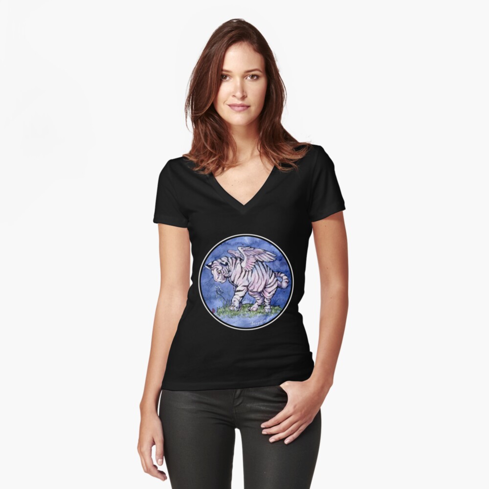 Item preview, Fitted V-Neck T-Shirt designed and sold by cybercat.
