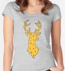 orange on blue deer Women's Fitted Scoop T-Shirt