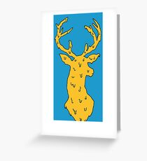 orange on blue deer Greeting Card