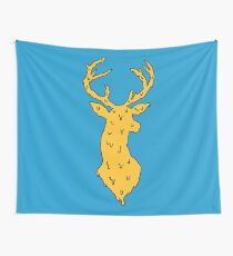 orange on blue deer Wall Tapestry