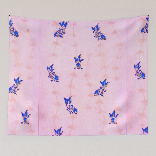 Item preview, Seamless Swimming Blu-gold fish designed and sold by adilwahab.